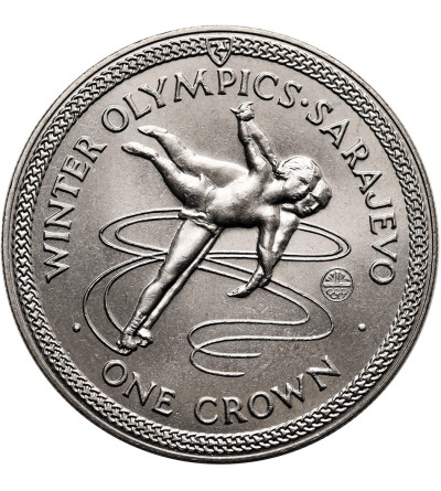 Isle of Man. 1 Crown 1984, Winter Olympic Games, Sarajevo, Ice Dancing