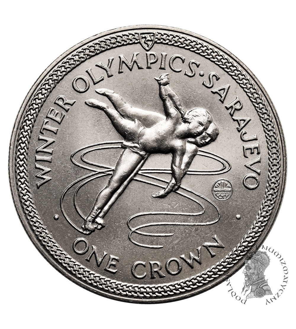 Isle of Man. 1 Crown 1984, Winter Olympic Games, Sarajevo, Ice Dancing