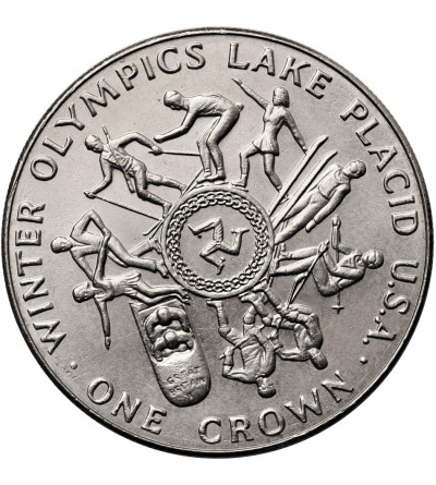 Isle of Man. 1 Crown 1980, Lake Placid Winter Olympics