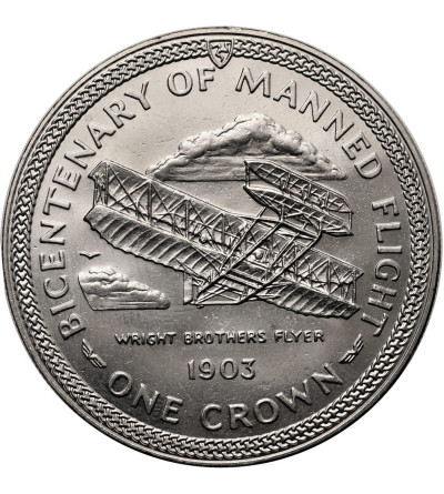 Isle of Man. 1 Crown 1983, Wright Flyer, 200th Anniversary of Manned Flight