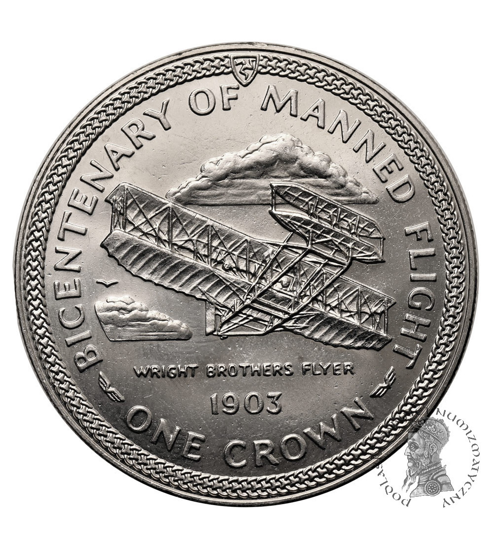 Isle of Man. 1 Crown 1983, Wright Flyer, 200th Anniversary of Manned Flight