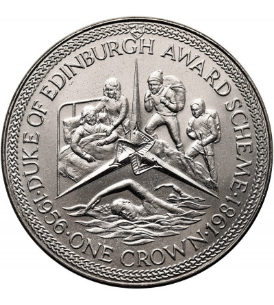 Isle of Man. 1 Crown 1981, 25 Years of the Duke of Edinburgh's Award Scheme