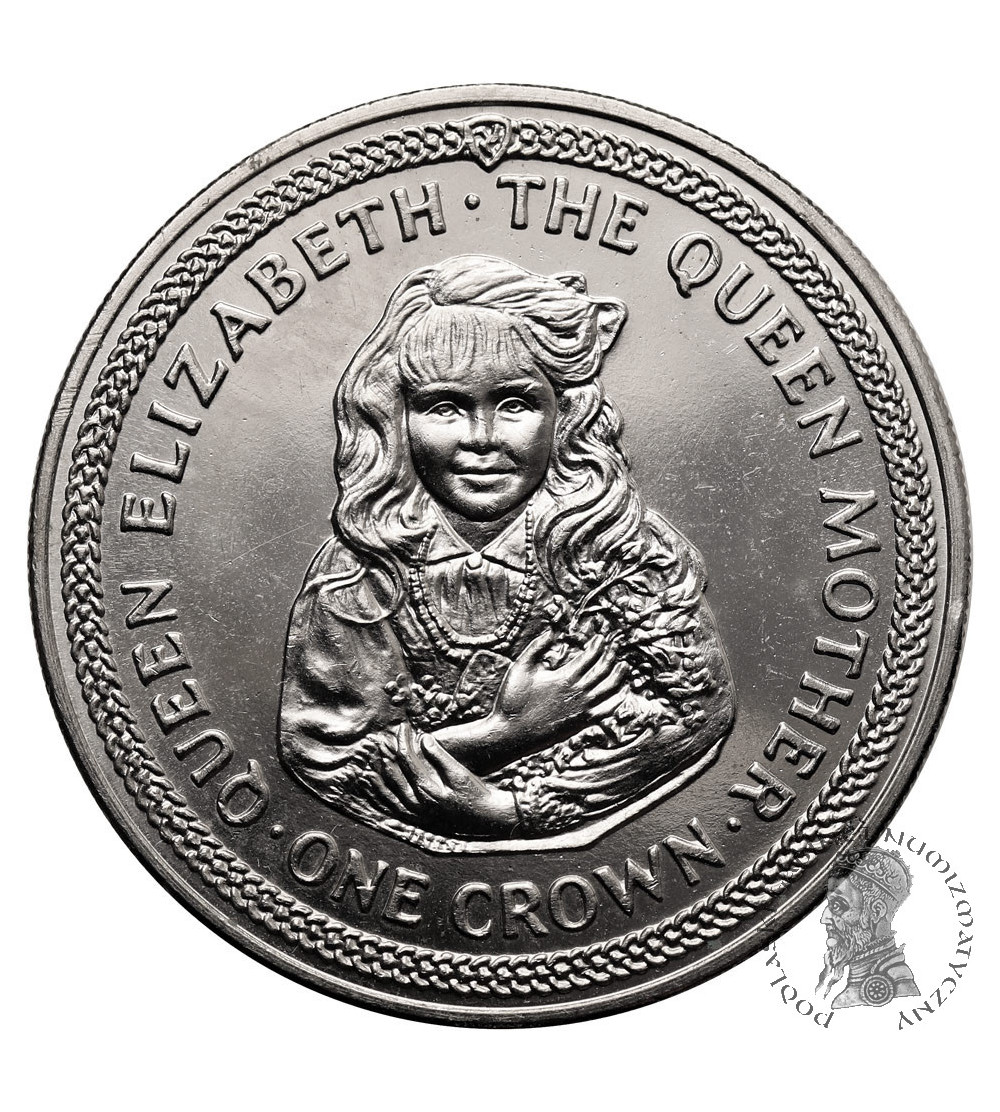 Isle of Man. 1 Crown 1985, 85th Birth Anniversary of the Queen Mother, Queen Mother as a young girl