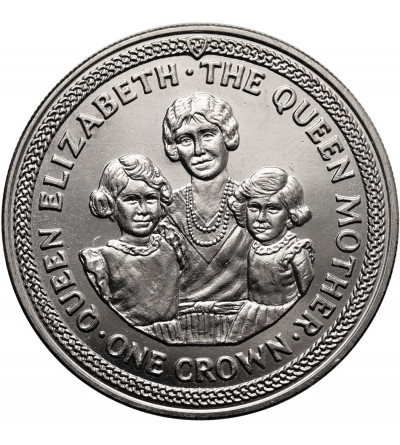 Isle of Man. 1 Crown 1985, 85th Birth Anniversary of the Queen Mother, Queen Mother with her daughters