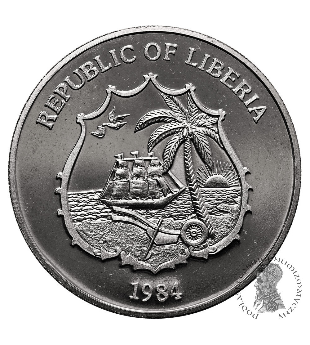 Liberia. 10 Dollars 1984, International Games - Basketball