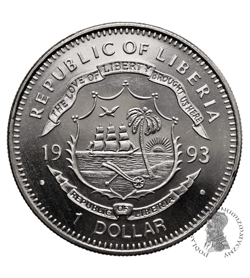 Liberia. 1 Dollar 1993, Protoceratops, Series: Preserve Planet Earth