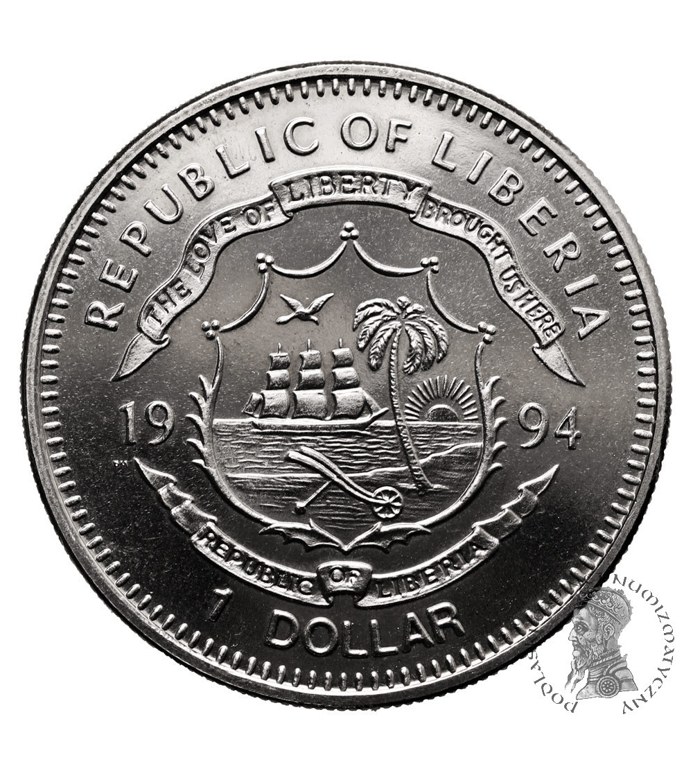 Liberia. 1 dolar 1994, Żółw Trionyx, Seria: Ochrona Planety Ziemia