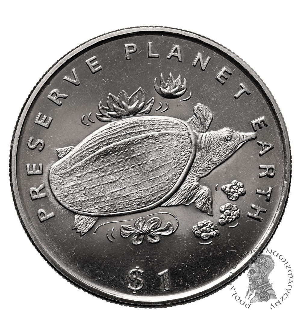 Liberia. 1 Dollar 1994, Trionyx Turtle, Series: Preserve Planet Earth