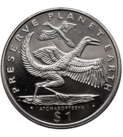 Liberia. 1 Dollar 1993, Atchaeopteryx (incorrect spelling), Series: Preserve Planet Earth