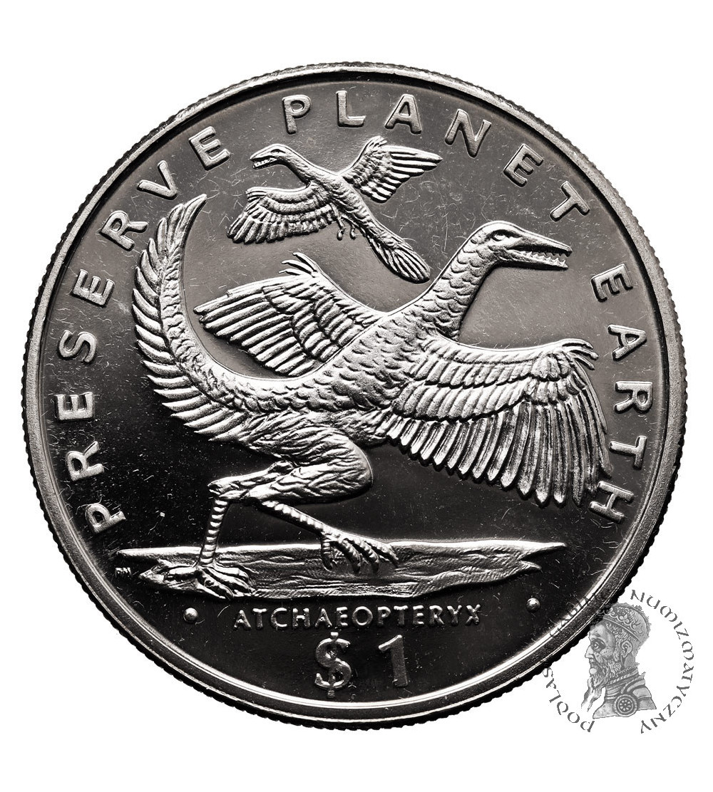 Liberia. 1 Dollar 1993, Atchaeopteryx (incorrect spelling), Series: Preserve Planet Earth