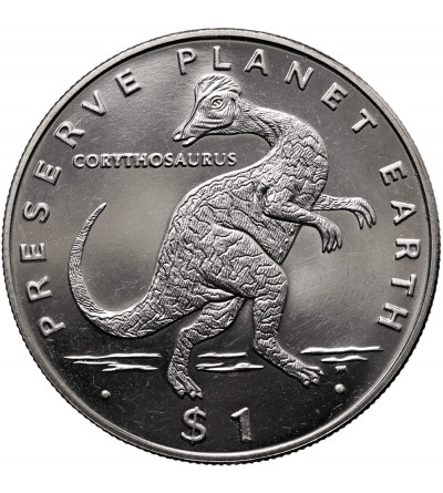 Liberia. 1 Dollar 1993, Corythosaurus, Series: Preserve Planet Earth