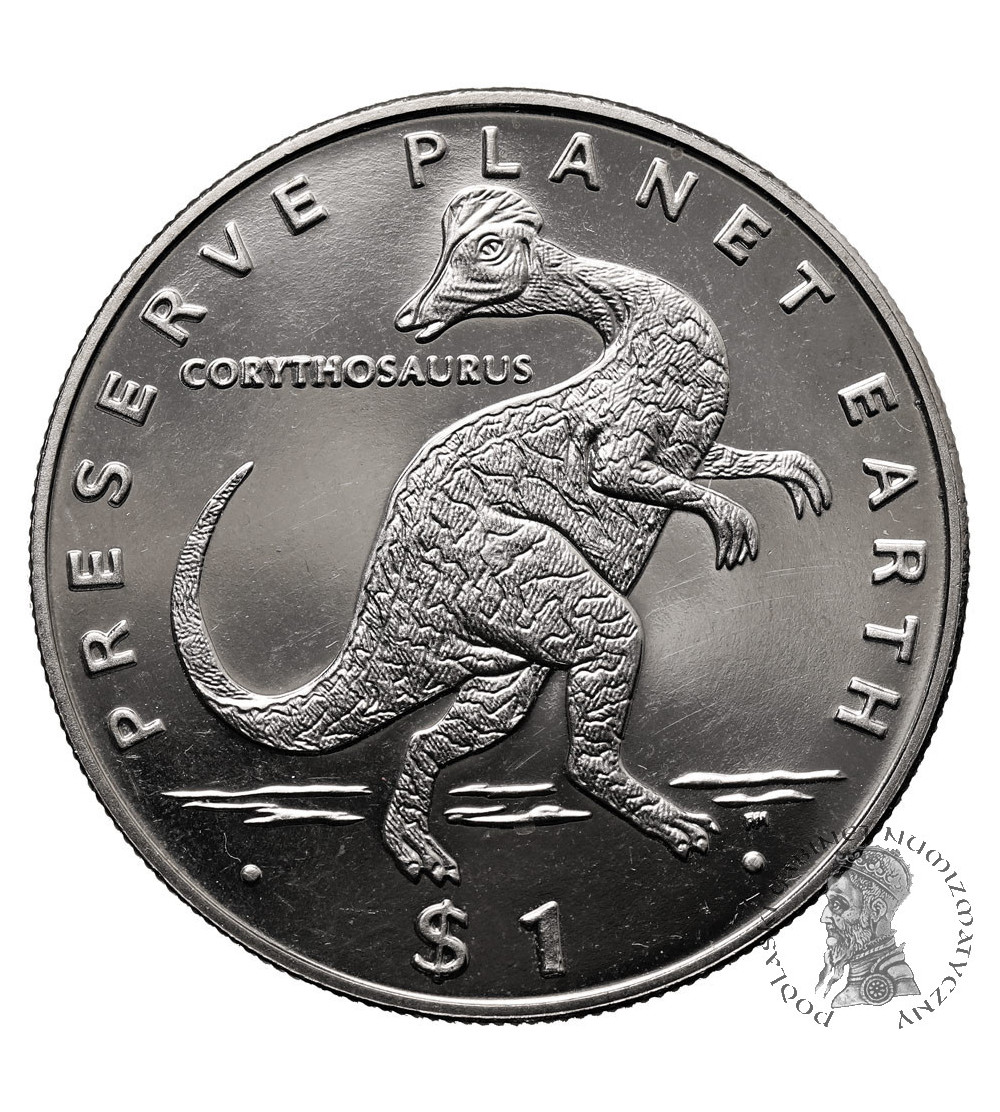 Liberia. 1 Dollar 1993, Corythosaurus, Series: Preserve Planet Earth