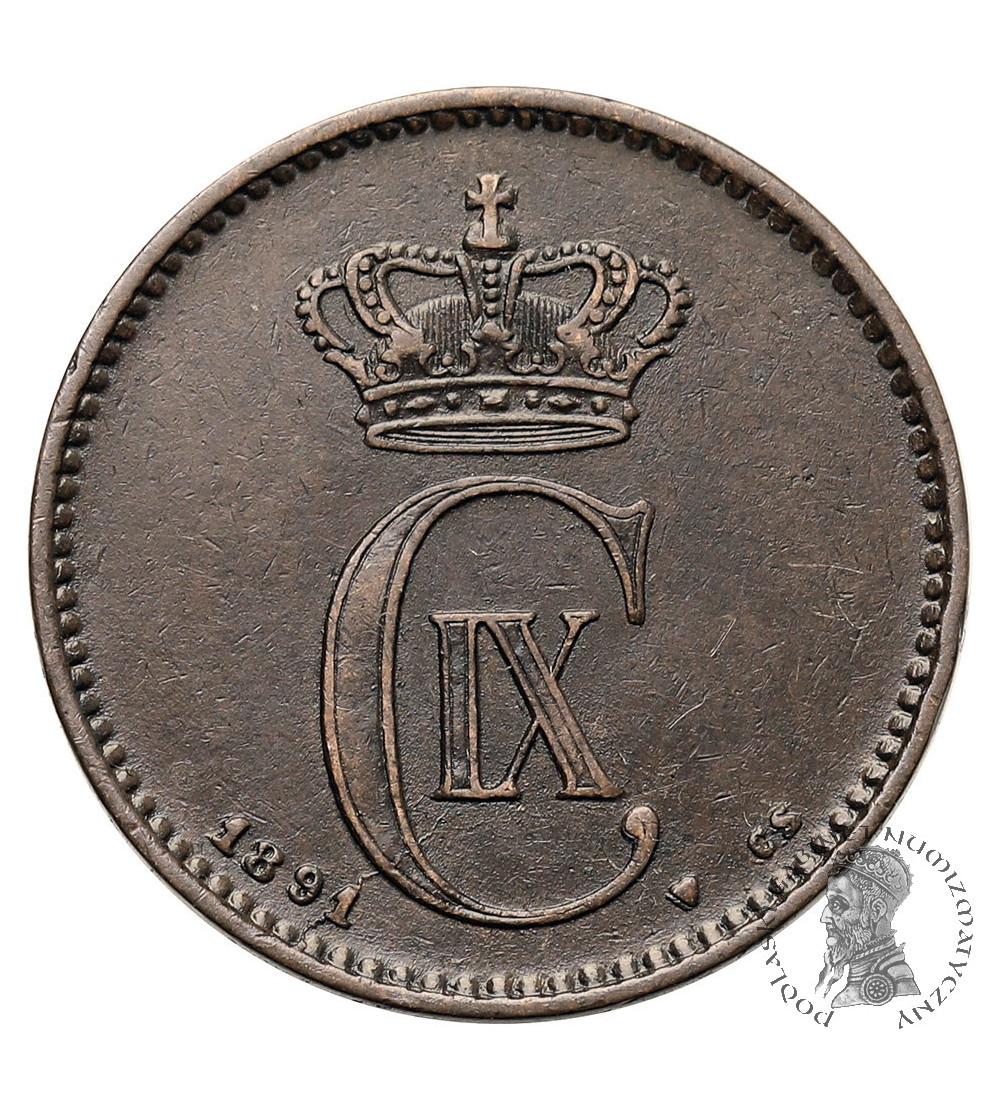 Dania, Christian IX 1863-1906. 2 Ore 1891 (serce) CS, Kopenhaga