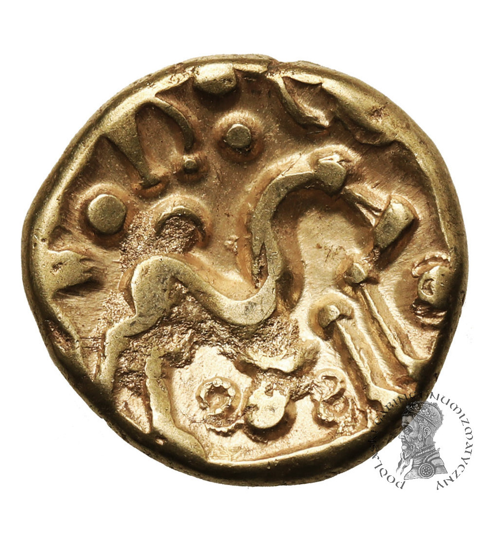 Celts, Northern Gaul. Ambiani. Gold stater circa 60-30 BC. Issue from the Gaulish War period