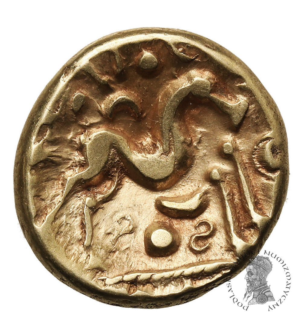 Celts, Northern Gaul. Ambiani. Gold stater circa 60-30 BC. Issue from the Gaulish War period