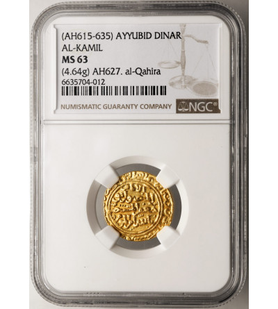 Ayyubids, (Egypt). AV Dinar AH 627 / 1230 AD, al-Qahira mint, al-'Adil Abu Bakr II AH 635-637 / 1238-1240 AD - NGC MS 63