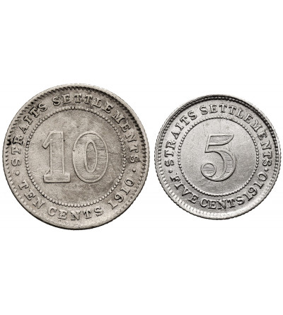 Malaje - Straits Settlements. Zestaw 5 i 10 centów 1910, Edward VII