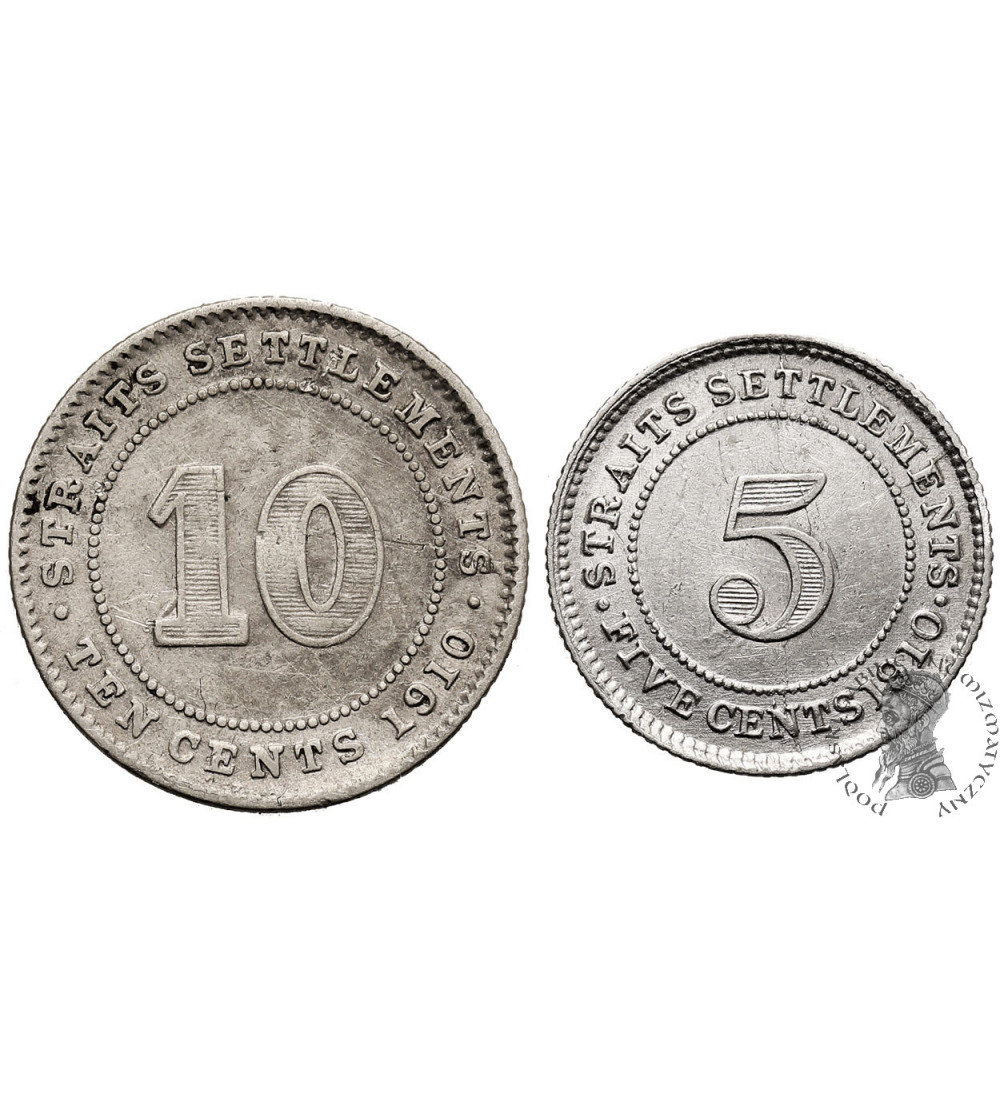 Malaje - Straits Settlements. Zestaw 5 i 10 centów 1910, Edward VII