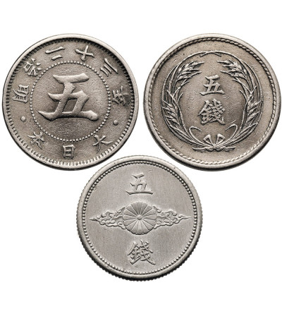 Japan. Set 3 x 5 Sen, 1890, 1898, 1941