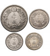 Japan. Set 4 x silver, 10, 20, 50 Sen, 1914, 1915, 1909, 1907