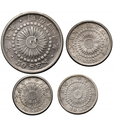 Japan. Set 4 x silver, 10, 20, 50 Sen, 1914, 1915, 1909, 1907