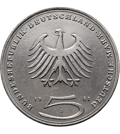 Germany, Federal Republic. 5 Mark 1981, 200th Anniversary of the Death of Gotthold Ephraim Lessing