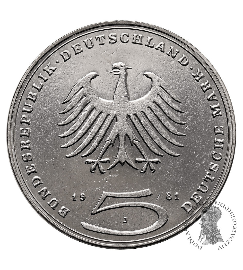 Germany, Federal Republic. 5 Mark 1981, 200th Anniversary of the Death of Gotthold Ephraim Lessing