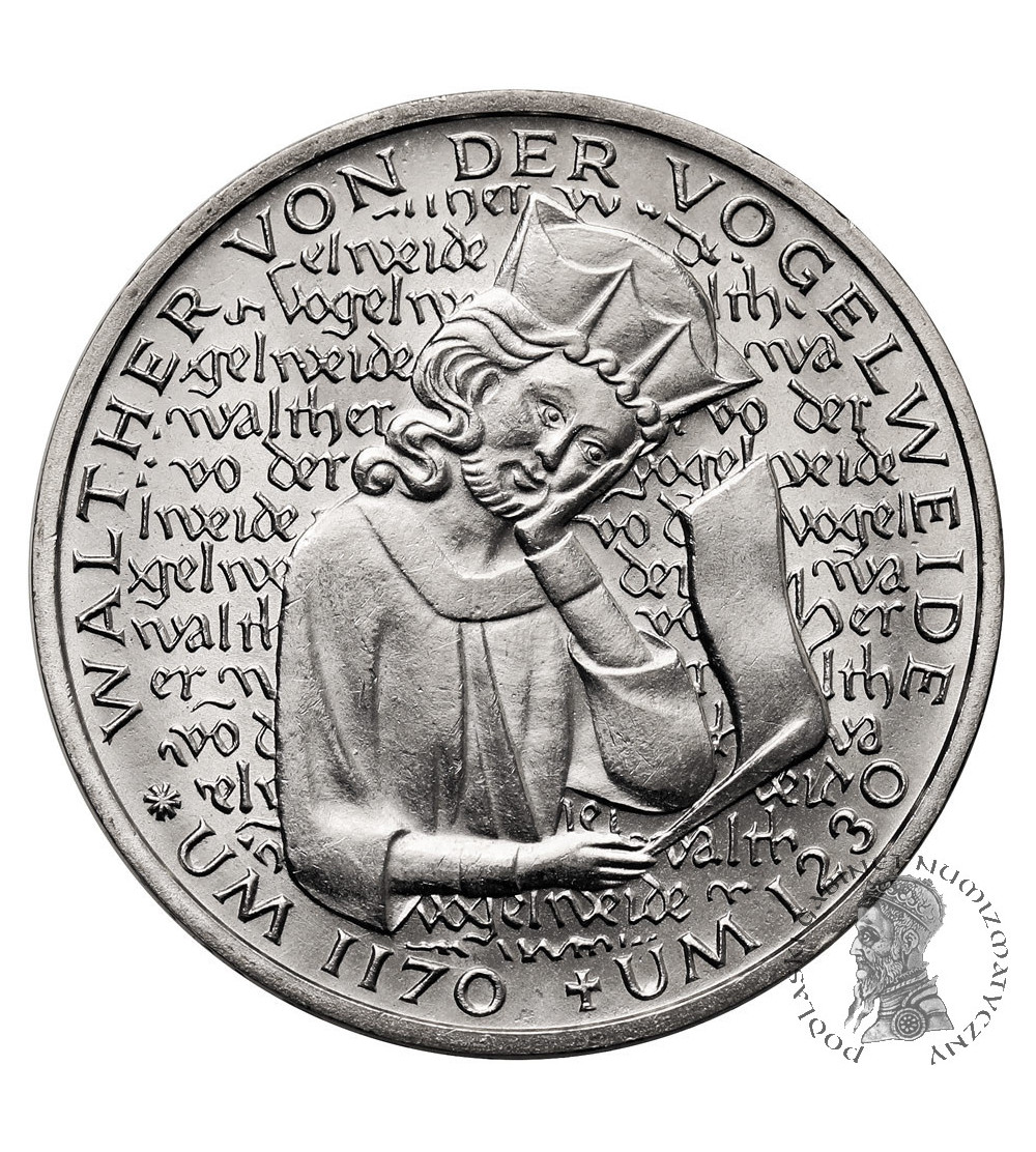 Germany, Federal Republic. 5 Mark 1980, 750th Anniversary of the Death of Walther von der Vogelweide