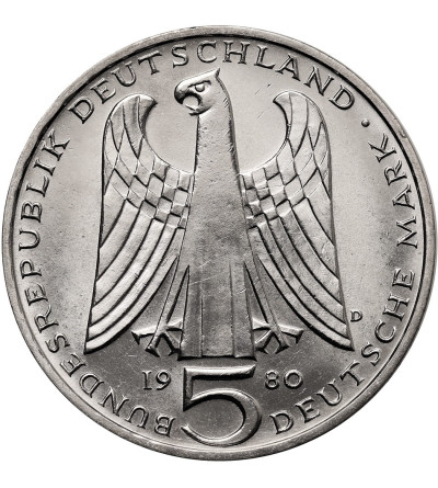 Germany, Federal Republic. 5 Mark 1980, 750th Anniversary of the Death of Walther von der Vogelweide