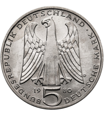 Germany, Federal Republic. 5 Mark 1980, 750th Anniversary of the Death of Walther von der Vogelweide