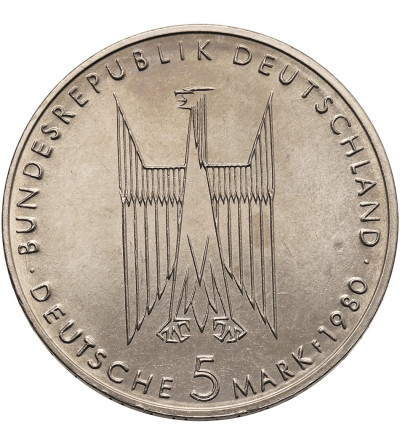 Germany, Federal Republic. 5 Mark 1980, 100th Anniversary of the completion of the Cologne Cathedral