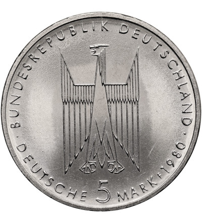 Germany, Federal Republic. 5 Mark 1980, 100th Anniversary of the completion of the Cologne Cathedral