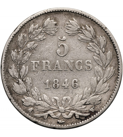 France, Louis-Philippe (1830-1848). 5 Francs 1846 W, Lille Mint