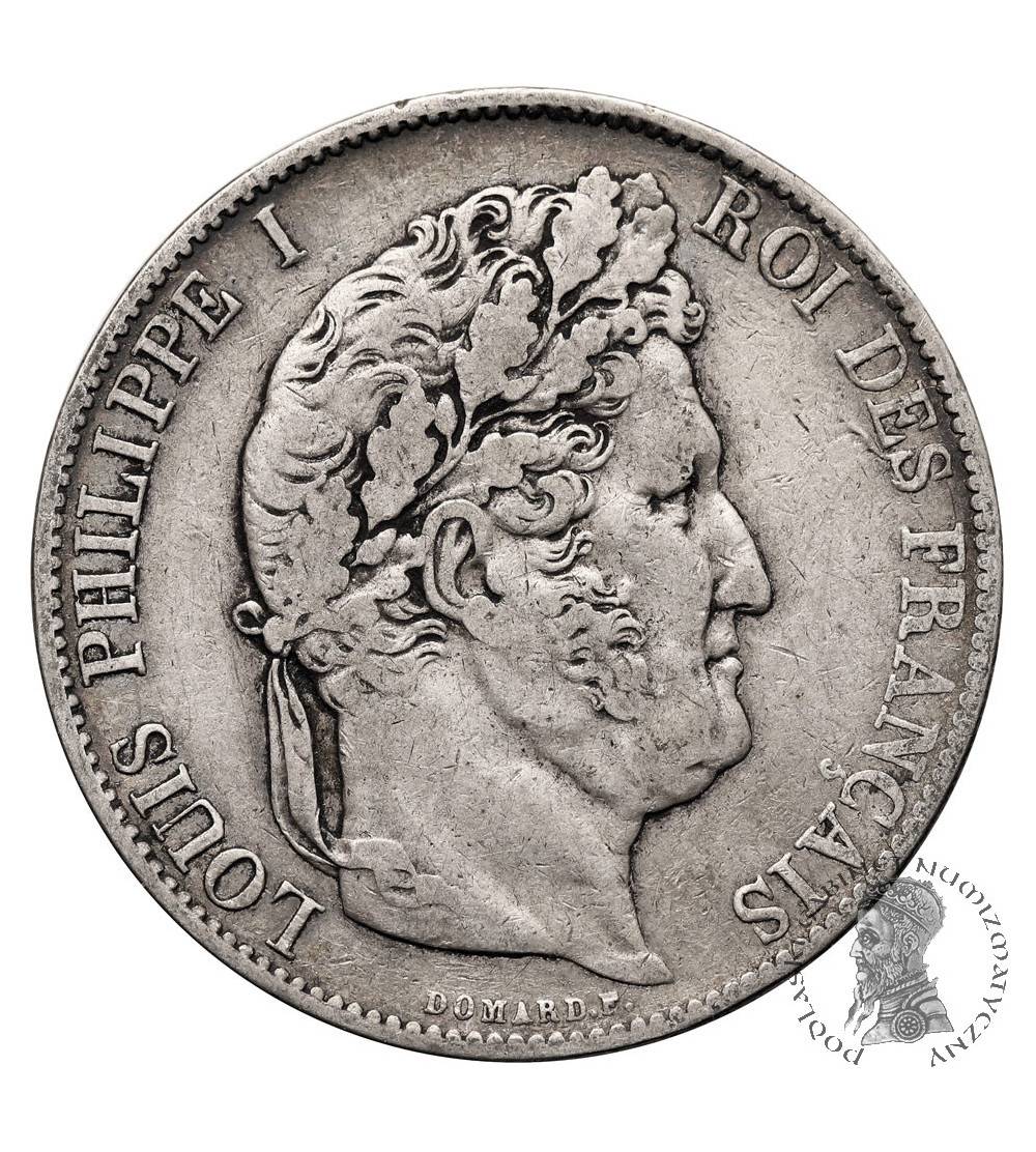 France, Louis-Philippe (1830-1848). 5 Francs 1845 W, Lille Mint