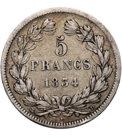 France, Louis-Philippe (1830-1848). 5 Francs 1834 D, Lyon Mint