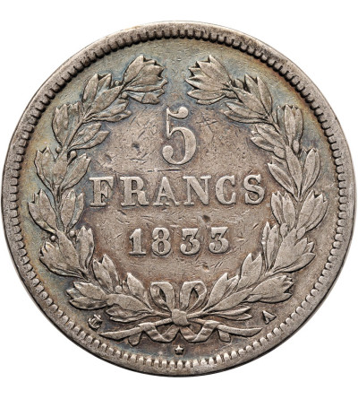 Francja, Louis-Philippe (1830-1848). 5 franków 1833 A, Paryż