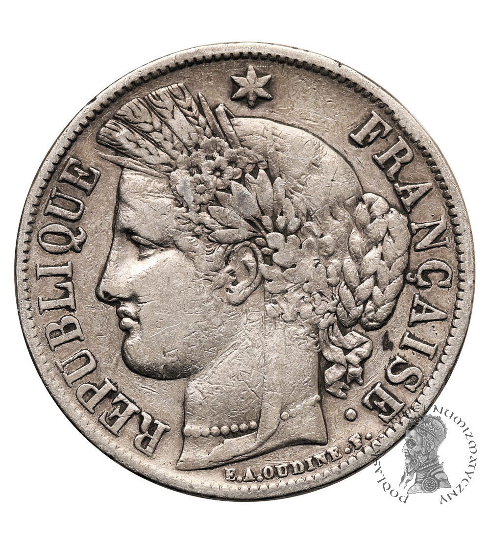 Francja, Druga Republika (1848-1852). 5 franków 1851 A, Paryż, Ceres