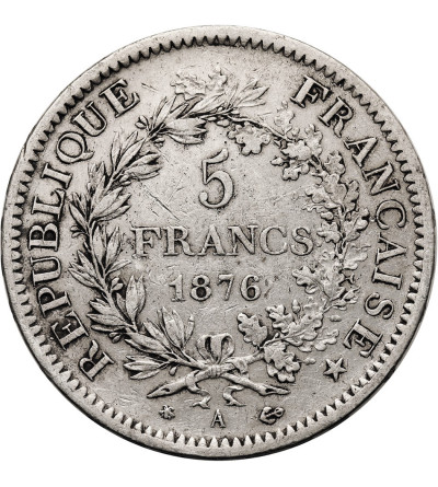 Francja, Trzecia Republika (1871-1940). 5 franków 1876 A, Paryż, Herkules