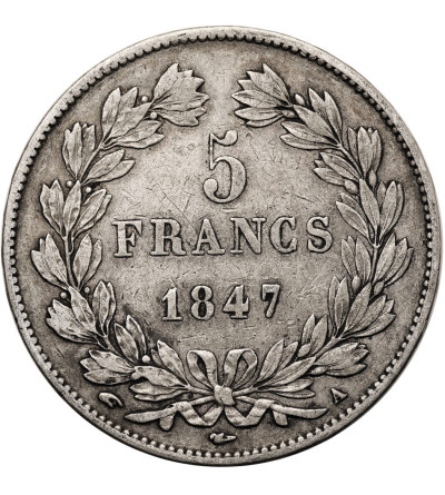 France, Louis-Philippe (1830-1848). 5 Francs 1847 A, Paris Mint