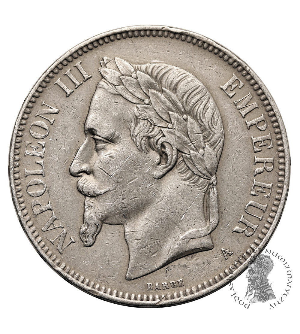 Francja, Napoleon III (1852-1870). 5 franków 1870 A, Paryż