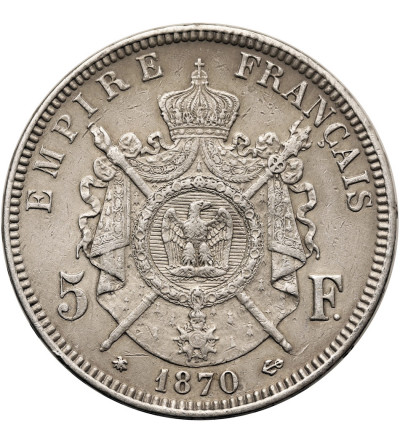 France, Napoleon III (1852-1870). 5 Francs 1870 A, Paris