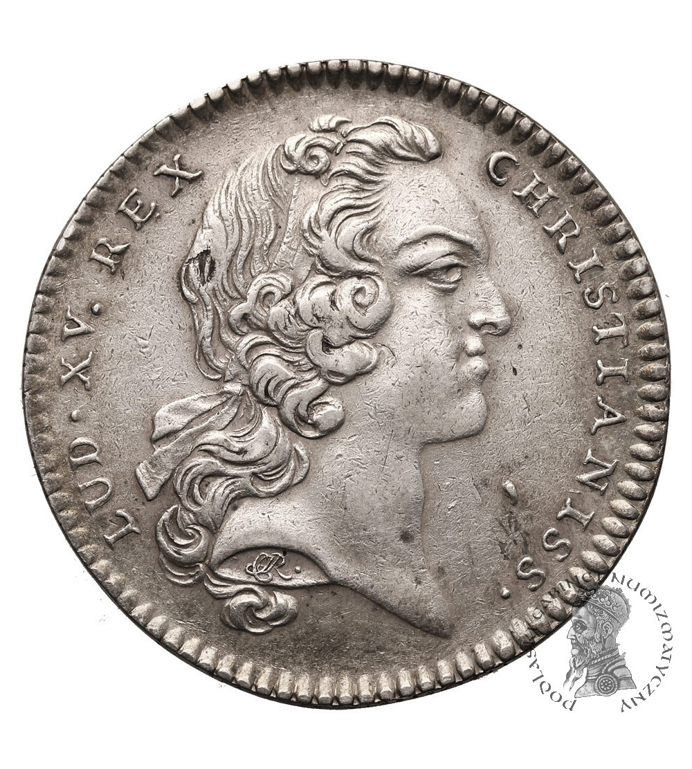 Francja, Ludwik XV (1715 - 1774). Srebrny żeton (Jeton) korporacyjny Zegarmistrzów Paryża (Horlogers de Paris)