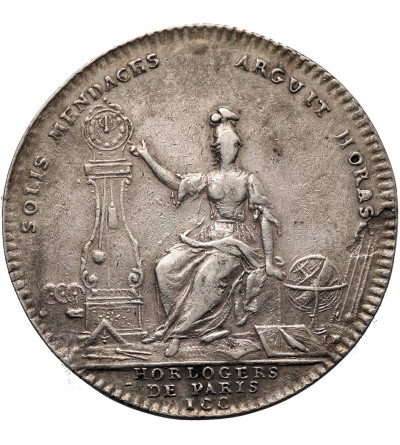 Francja, Ludwik XV (1715 - 1774). Srebrny żeton (Jeton) korporacyjny Zegarmistrzów Paryża (Horlogers de Paris)