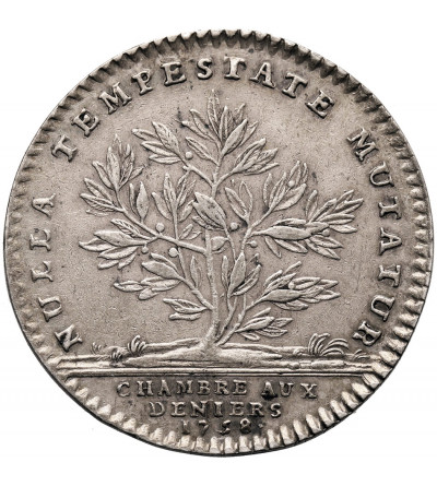 Francja, Ludwik XV (1715 - 1774). Srebrny żeton (Jeton) Chambre aux Deniers, 1758