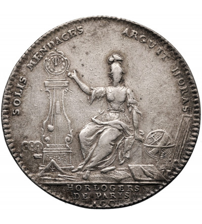 France, Louis XV (1715 - 1774). Silver Corporation Jeton (Token) of the Watchmakers of Paris (Horlogers de Paris)