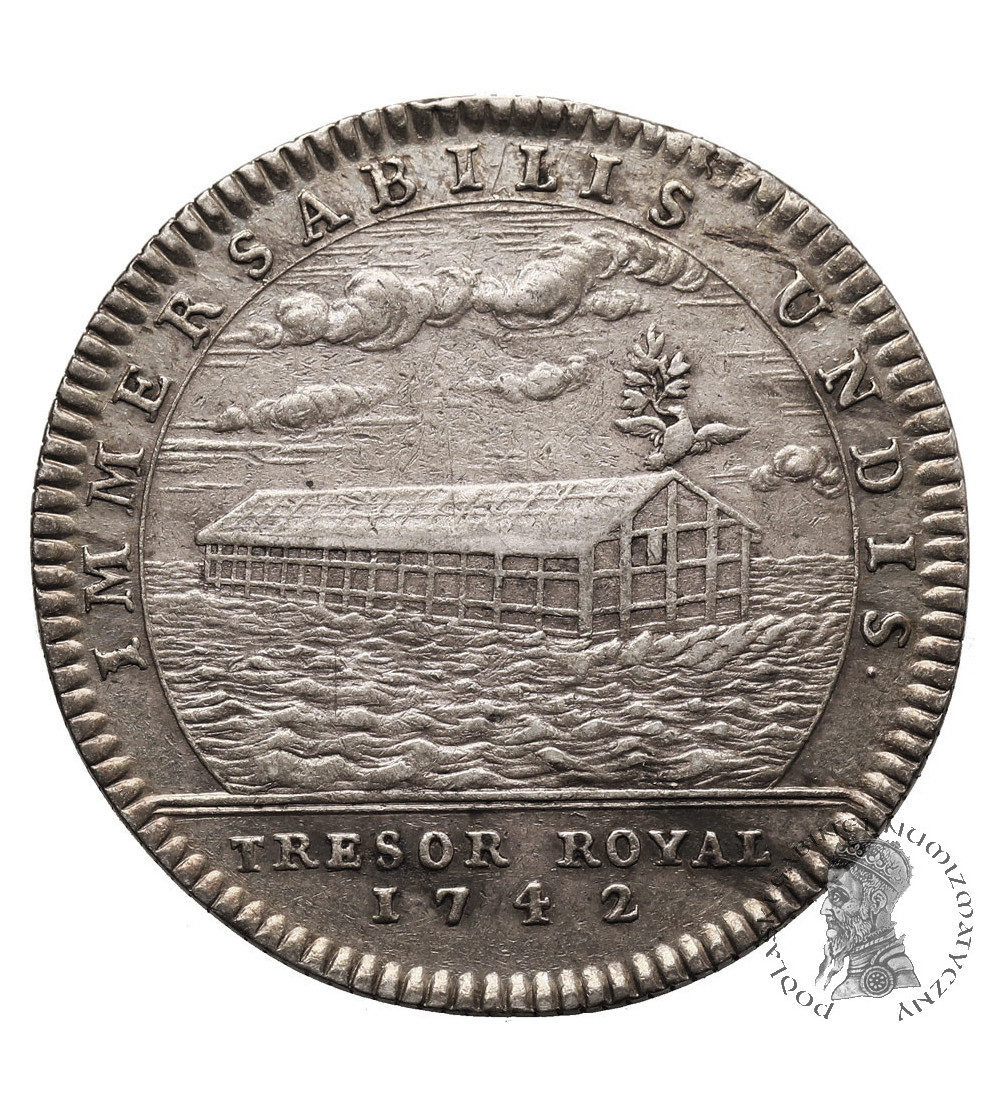 Francja, Ludwik XV (1715 - 1774). Srebrny żeton (Jeton) Trésor Royal - Skarbiec Królewski, 1742