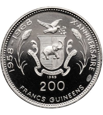 Guinea. 200 Francs 1969, John and Robert Kennedy, series: 10th Anniversary of Independence