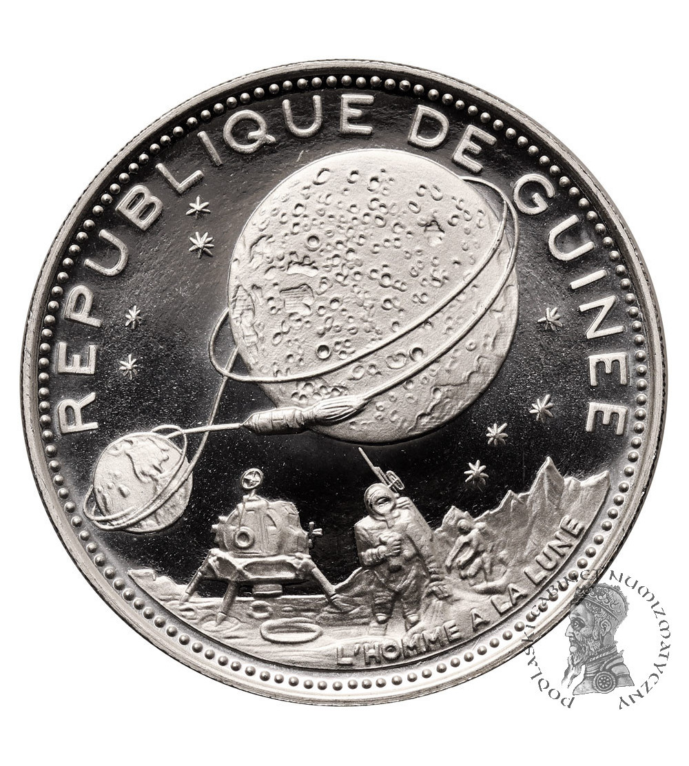 Guinea. 250 Francs 1969, Landing on the Moon, series: 10th Anniversary of Independence