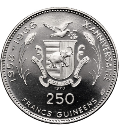 Guinea. 250 Francs 1970, Apollo XIII, series: 10th Anniversary of Independence