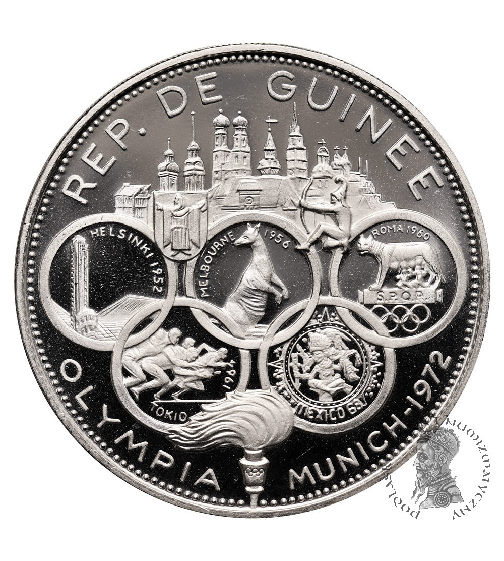 Guinea. 500 Francs 1969, 1972 Summer Olympics, series: 10th Anniversary of Independence